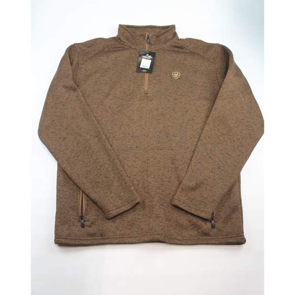 Ariat Other - Ariat Caldwell Logo 1/4 Zip Pullover Sweater Mens Size L Carafe Brown NWT